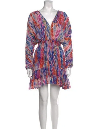 Pre-owned Misa Printed Mini Dress In Blue