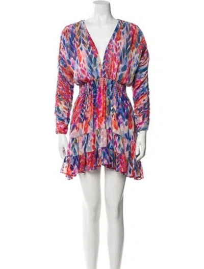 Pre-owned Misa Printed Mini Dress In Blue