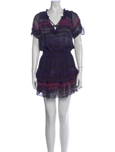 Pre-owned Misa Printed Mini Dress In Blue