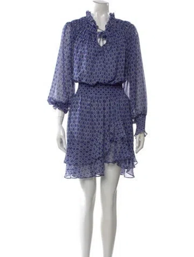 Pre-owned Misa Printed Mini Dress In Blue