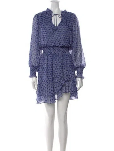 Pre-owned Misa Printed Mini Dress In Blue