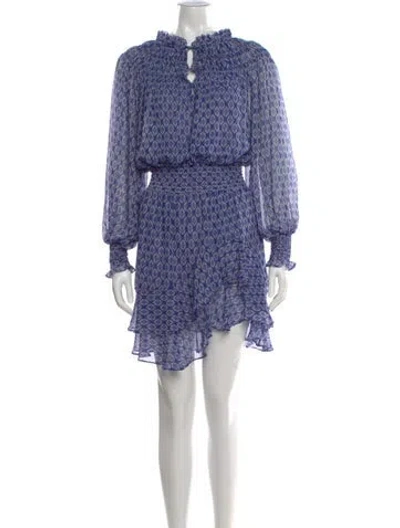 Pre-owned Misa Printed Mini Dress In Blue