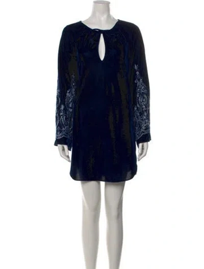 Pre-owned Misa Printed Mini Dress In Blue