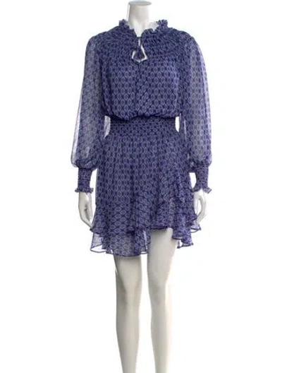 Pre-owned Misa Printed Mini Dress In Blue