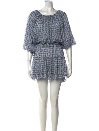 Pre-owned Misa Printed Mini Dress In Blue