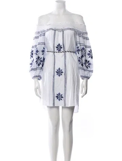 Pre-owned Misa Printed Mini Dress In Blue