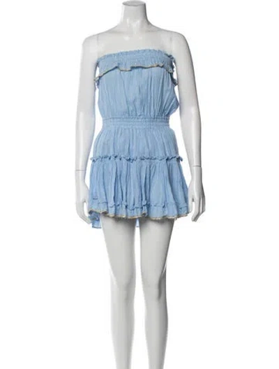Pre-owned Misa Printed Mini Dress In Blue
