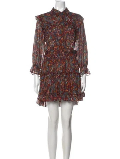 Pre-owned Misa Printed Mini Dress In Blue