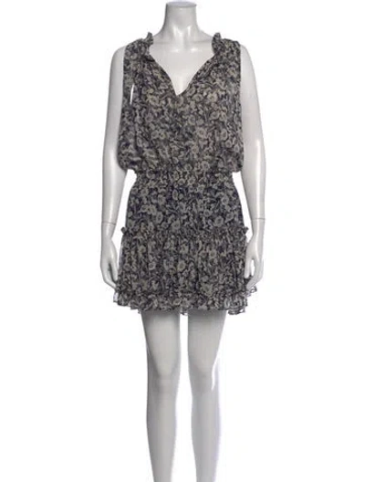 Pre-owned Misa Printed Mini Dress In Blue