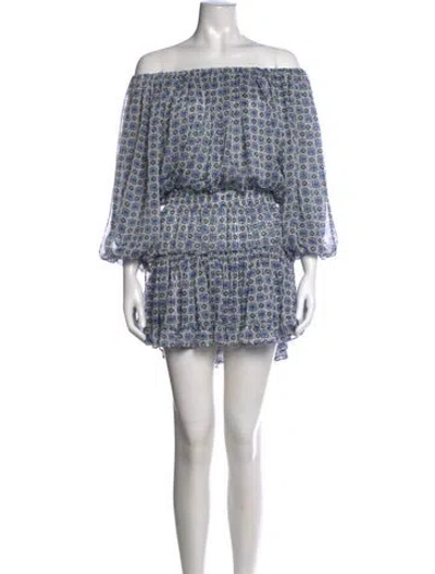 Pre-owned Misa Printed Mini Dress In Blue