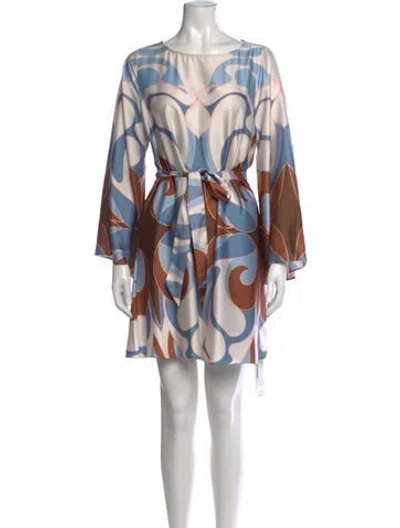 Pre-owned Misa Printed Mini Dress In Blue