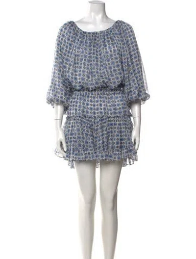 Pre-owned Misa Printed Mini Dress In Blue