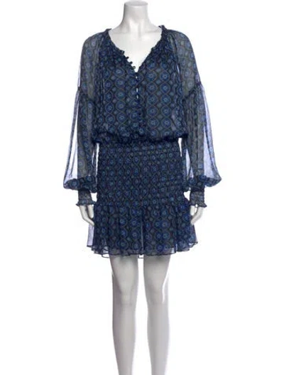 Pre-owned Misa Printed Mini Dress In Blue