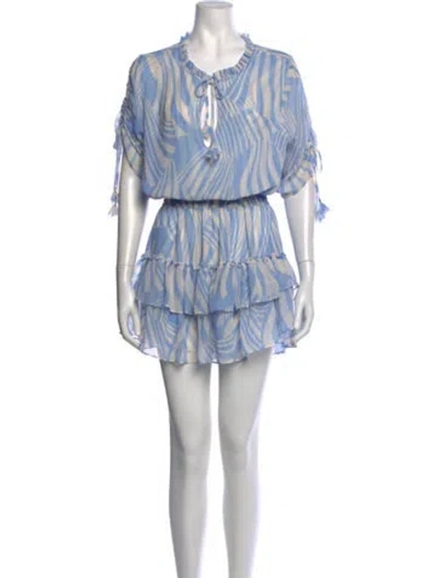 Pre-owned Misa Printed Mini Dress In Blue