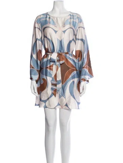 Pre-owned Misa Printed Mini Dress In Blue