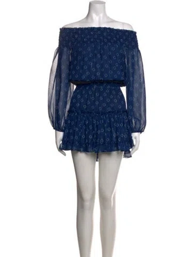 Pre-owned Misa Printed Mini Dress In Blue/metallic