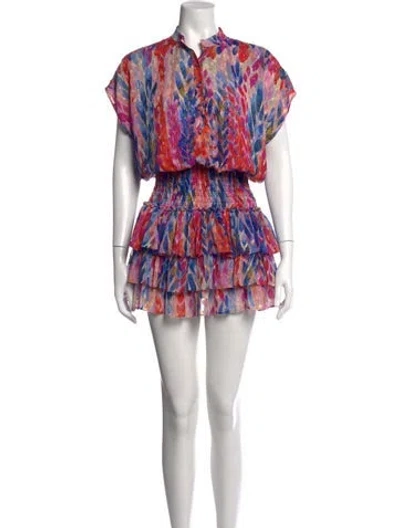 Pre-owned Misa Printed Mini Dress In Blue/metallic