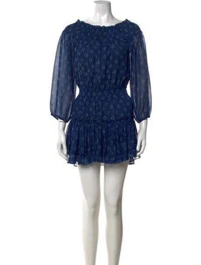 Pre-owned Misa Printed Mini Dress In Blue/metallic