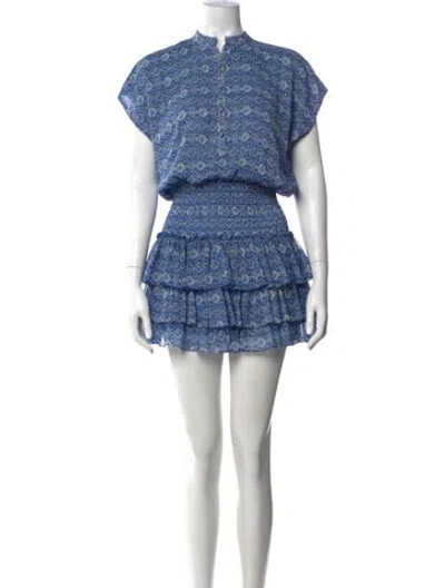 Pre-owned Misa Printed Mini Dress In Blue/metallic