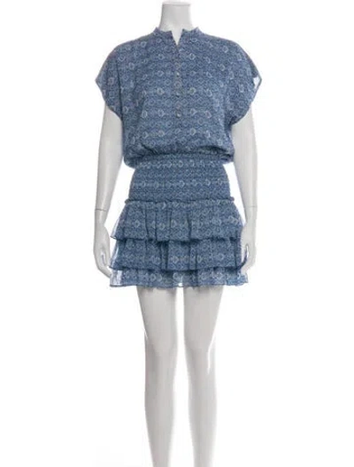 Pre-owned Misa Printed Mini Dress In Blue/metallic
