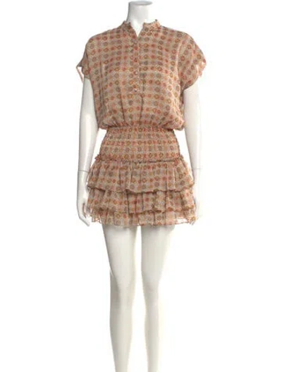 Pre-owned Misa Printed Mini Dress In Brown