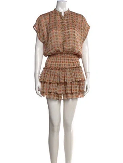 Pre-owned Misa Printed Mini Dress In Brown