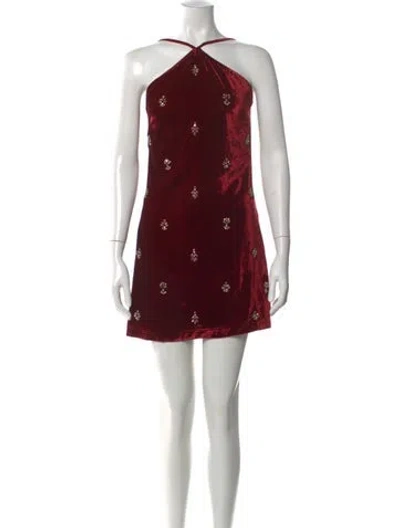 Pre-owned Misa Printed Mini Dress In Burgundy