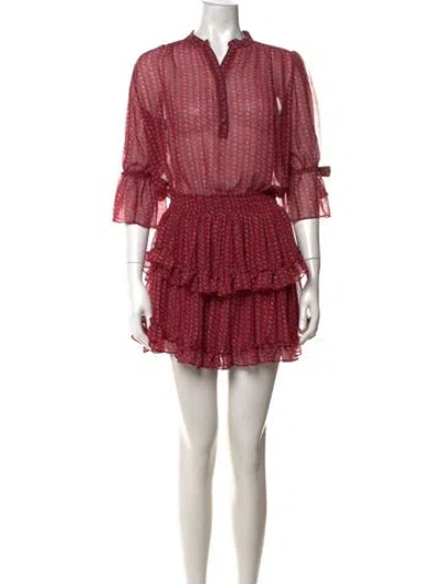 Pre-owned Misa Printed Mini Dress In Burgundy