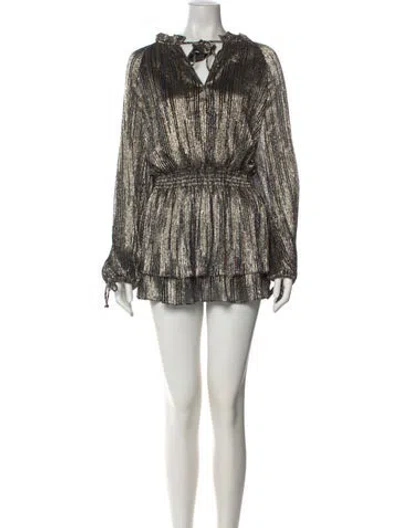 Pre-owned Misa Printed Mini Dress In Gold