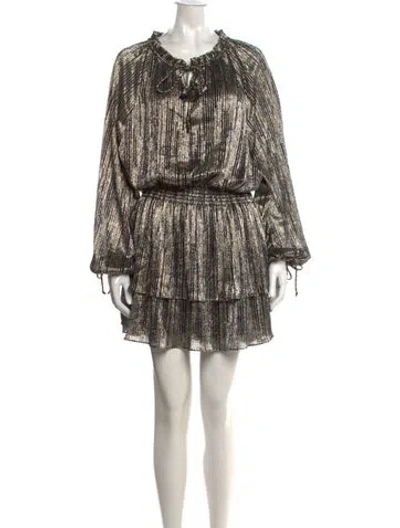 Pre-owned Misa Printed Mini Dress In Gold