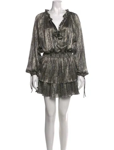Pre-owned Misa Printed Mini Dress In Gold/metallic