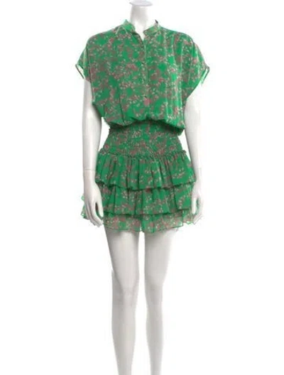 Pre-owned Misa Printed Mini Dress In Green