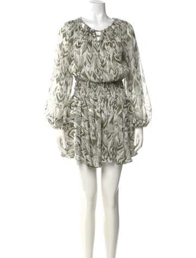 Pre-owned Misa Printed Mini Dress In Green