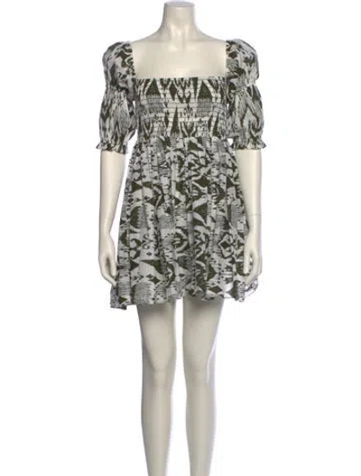 Pre-owned Misa Printed Mini Dress In Green