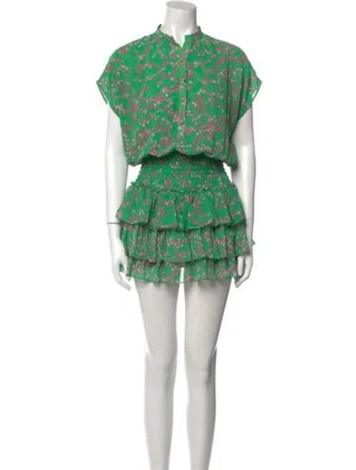 Pre-owned Misa Printed Mini Dress In Green
