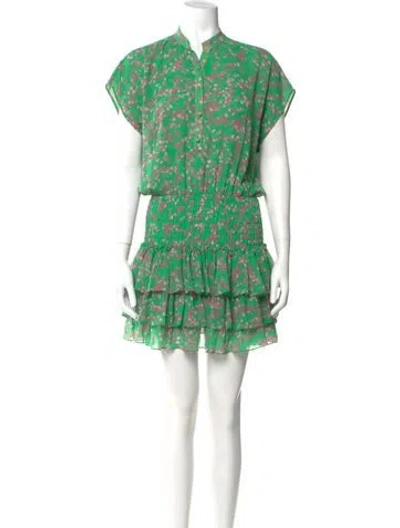 Pre-owned Misa Printed Mini Dress In Green