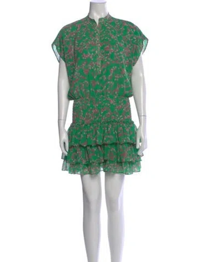 Pre-owned Misa Printed Mini Dress In Green