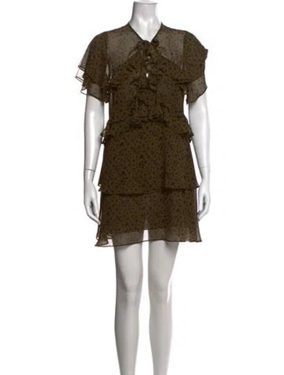 Pre-owned Misa Printed Mini Dress In Green