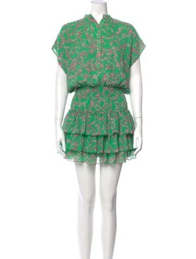 Pre-owned Misa Printed Mini Dress In Green