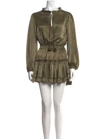 Pre-owned Misa Printed Mini Dress In Green