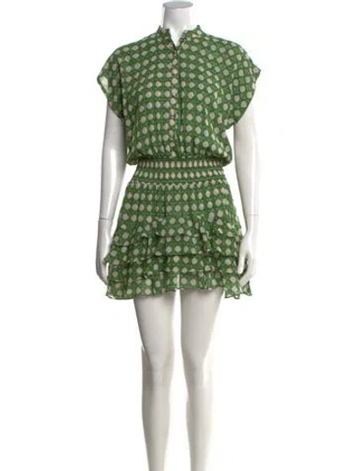 Pre-owned Misa Printed Mini Dress In Green