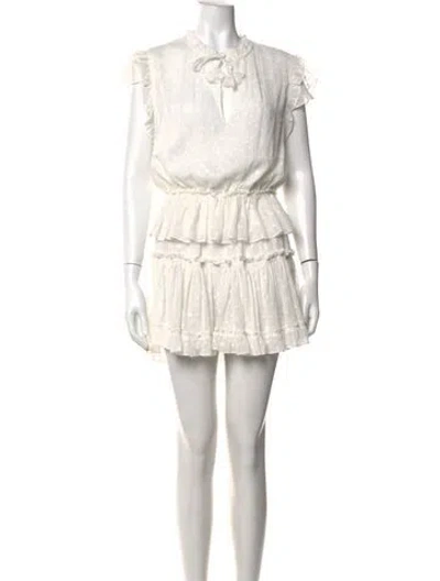 Pre-owned Misa Printed Mini Dress In Metallic/white