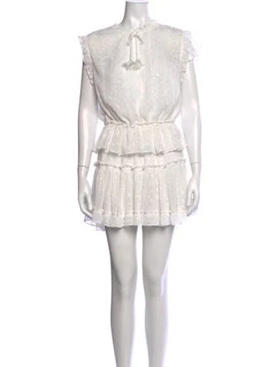 Pre-owned Misa Printed Mini Dress In Metallic/white