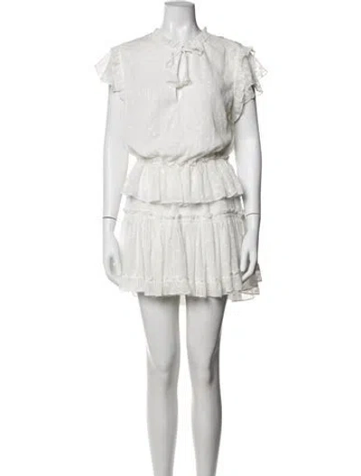 Pre-owned Misa Printed Mini Dress In Metallic/white