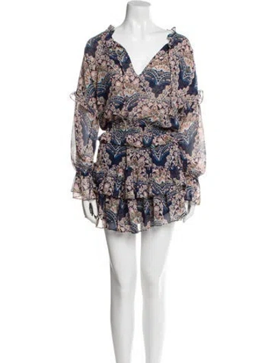 Pre-owned Misa Printed Mini Dress In Multi