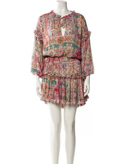 Pre-owned Misa Printed Mini Dress In Multi