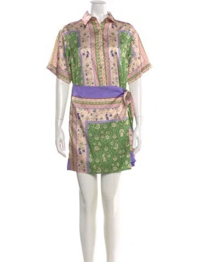 Pre-owned Misa Printed Mini Dress In Multi