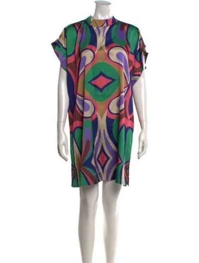 Pre-owned Misa Printed Mini Dress In Multicolor