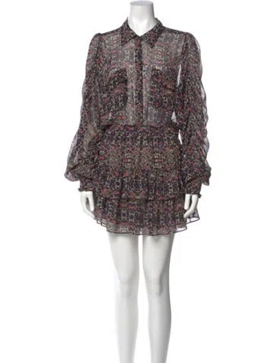 Pre-owned Misa Printed Mini Dress In Neutral