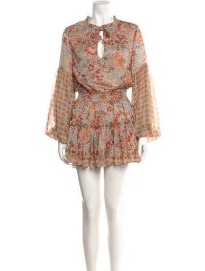 Pre-owned Misa Printed Mini Dress In Neutral